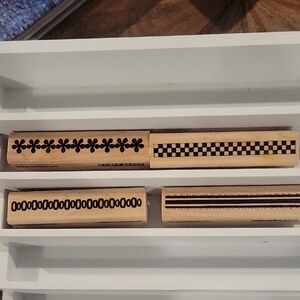 Penny Black Wooden Rubber‎ Stamps. Lot of 4 Decorative Scrapbooking Edges